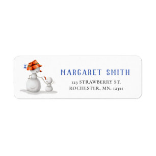 Cute Winter Grandma Snowman Return Address Label