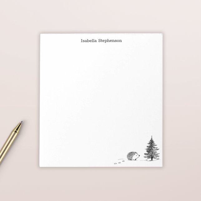 Cute Winter Hedgehog Hand Drawn Personalised Notepad (Creator Uploaded)