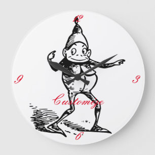 Cute Winter Holiday Elf Gnome Thunder_Cove Large Clock