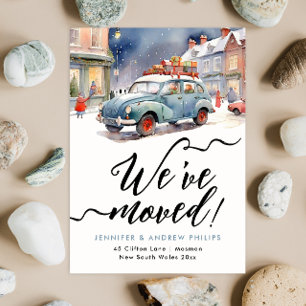 Cute Winter Holiday New Address Watercolor Announcement