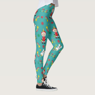 Cute Winter Holiday  Rainbow Unicorn Christmas Leggings