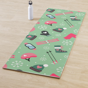 Cute Winter Holiday Sports Pattern  Yoga Mat