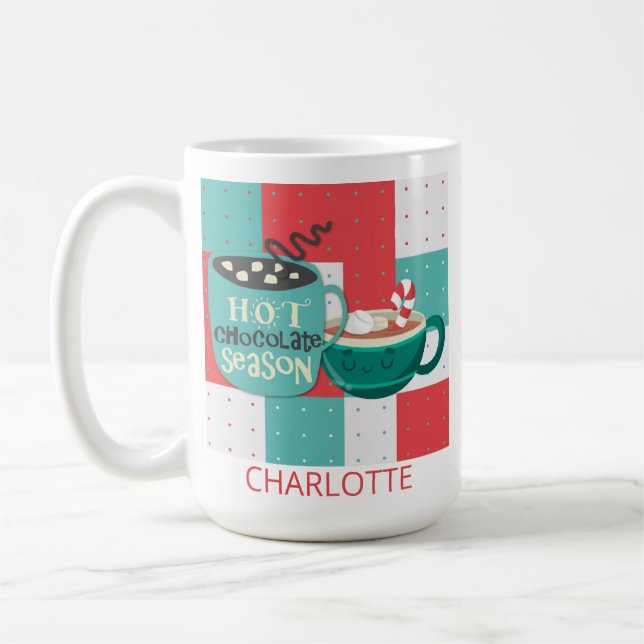 Cute Winter Hot Chocolate Season Cocoa Coffee Mug (Left)
