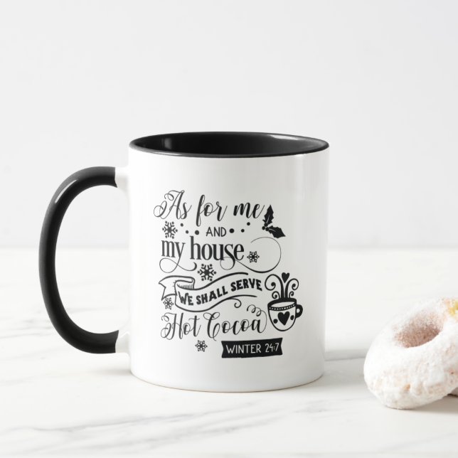 Cute Winter hot cocoa weather word art Mug (With Donut)
