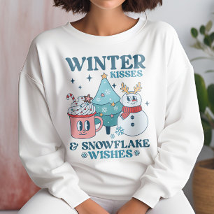 Cute Winter Kisses & Snowflake Wishes Winter Sweatshirt
