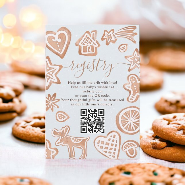 Cute winter little cookie baby shower registry enclosure card (Cute winter little cookie baby shower registry enclosure card)