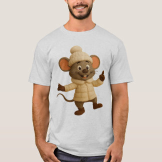 Cute Winter Mouse T-Shirt | Funny Cartoon Cosy Ani