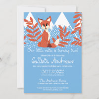 Cute Winter Orange Fox Mountains Leaf Birthday