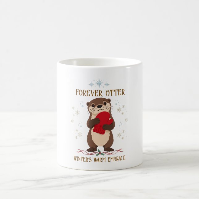Cute Winter Otter Coffee Mug (Center)