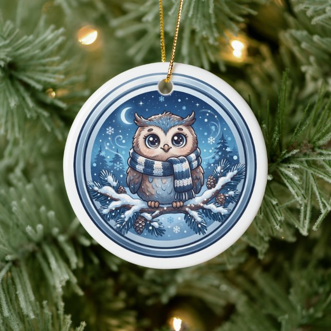 Cute Winter Owl Ornament (Tree)