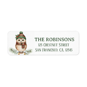 Cute Winter Owl Snow Return Address Label