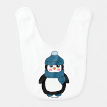 Cute Winter Penguin Baby Bib
