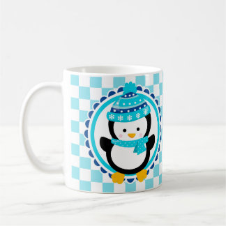 Cute Winter Penguin - Blue Turquoise Coffee Mug