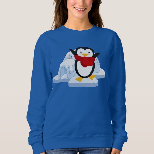 Cute Winter penguin Holiday Season Sweatshirt (Front)