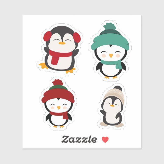 Cute Winter Penguin Kawaii Sticker Set (Sheet)
