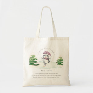 Cute Winter Penguin Kid Any Age Birthday Fun Facts Tote Bag