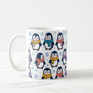 Cute Winter Penguin Scarf Pattern Coffee Mug