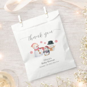 Cute Winter Penguin Snowman Baby Shower Favour Bags
