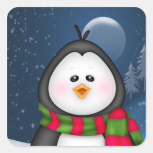 Cute Winter Penguin Square Sticker