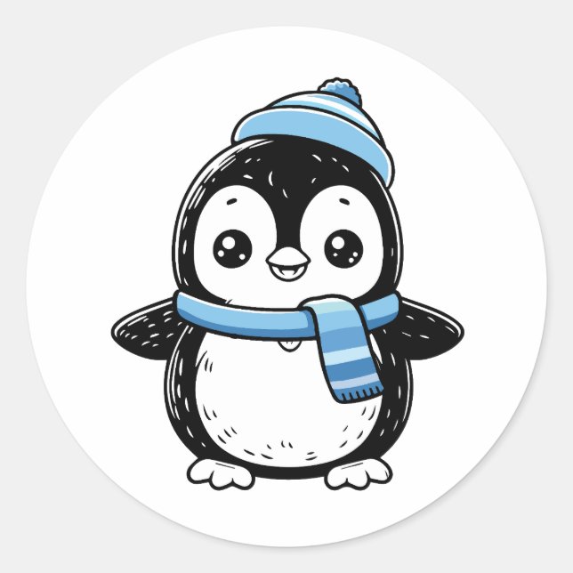Cute Winter Penguin Sticker | Penguin with Hat  (Front)