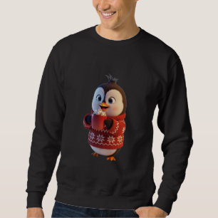 Cute Winter Penguin with Whipped Cream Cocoa Sweatshirt