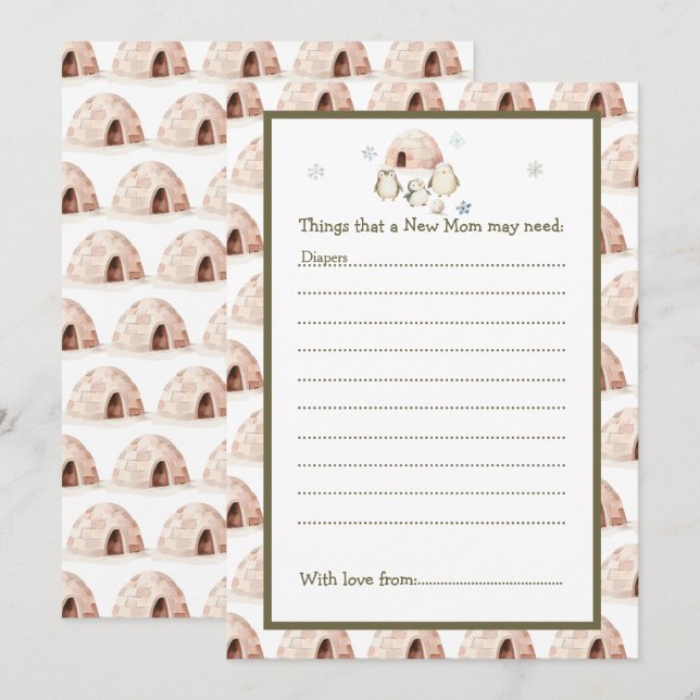 Cute Winter Penguins Baby Shower  Invitation (Front/Back)