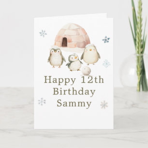 Cute Winter Penguins Birthday Party Card
