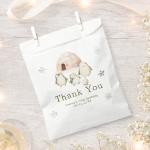 Cute Winter Penguins Birthday Party Favour Bags