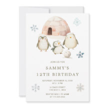 Cute Winter Penguins Birthday Party