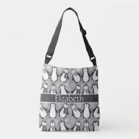 Cute Winter Penguins Design Add Name | Grey