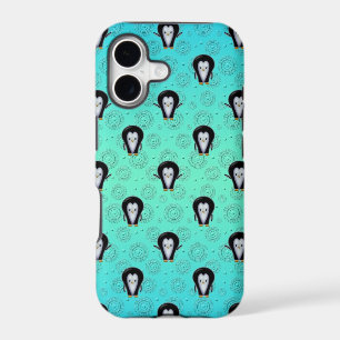Cute Winter Penguins over Teal and Mint Green