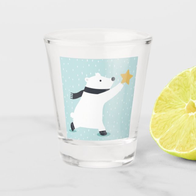 Cute Winter Polar Bear Art Shot Glass (Front)