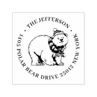 Cute Winter Polar Bear Custom Name Return Address