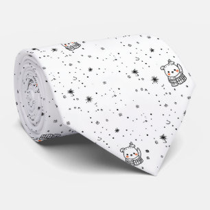 Cute Winter Polar Bear Snowflake Tie