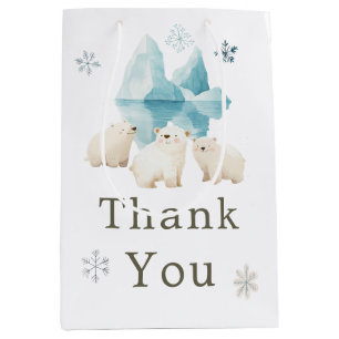 Cute Winter Polar Bears Baby Shower Medium Gift Bag