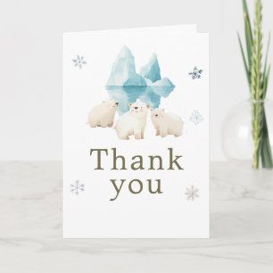 Cute Winter Polar Bears Birthday Party Thank You Card