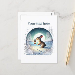 Cute Winter rabbit customisable  Postcard