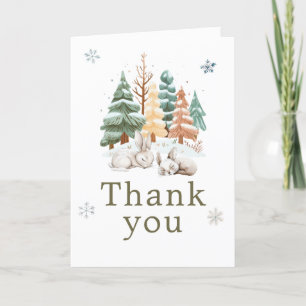 Cute Winter Rabbits Birthday Party Thank You Card