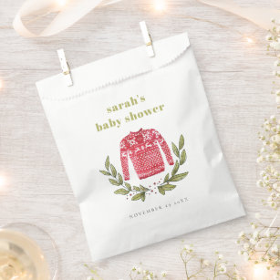 Cute Winter Red Green Ugly Sweater Baby Shower Favour Bags