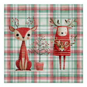 Cute winter reindeer poster