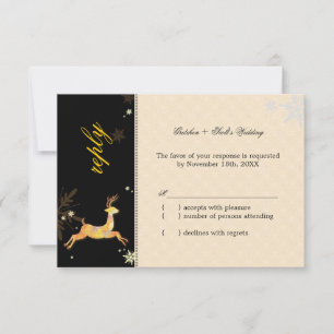Cute Winter Reindeer Wedding RSVP Card