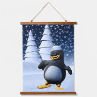 Cute Winter Sailor Penguin Snowy Holiday Art