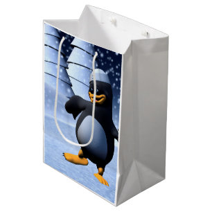 Cute Winter Sailor Penguin Snowy Holiday Art Medium Gift Bag