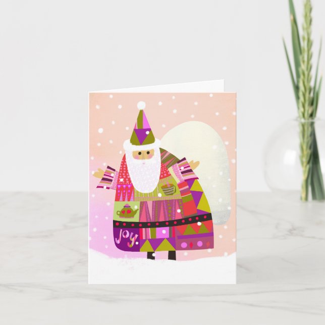 Cute Winter Santa BLANK Greeting Card (Front)