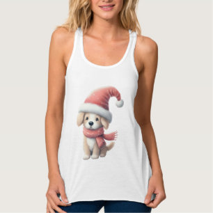 Cute Winter/Santa/Christmas puppy Singlet