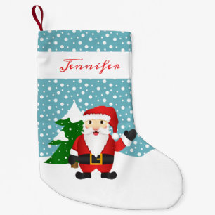 Cute Winter Santa Claus With Personalizable Name Small Christmas Stocking