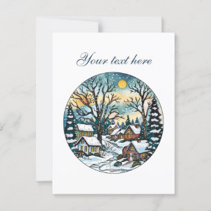 Cute Winter scene customisable Postcard