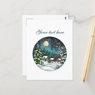 Cute Winter scene customisable Postcard