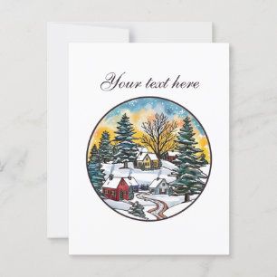 Cute Winter scene customisable Postcard