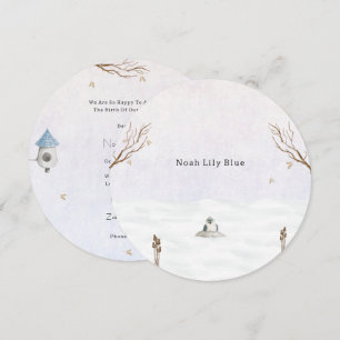 Cute Winter Scene With Little Bird In The Snow Invitation